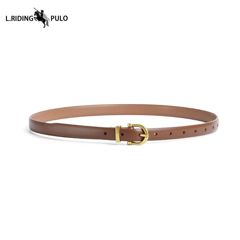 Cinto de Couro Genuíno para Mulheres, Cinto Feminino Retrô, Cinto Simples e Versátil para Calças Jeans
