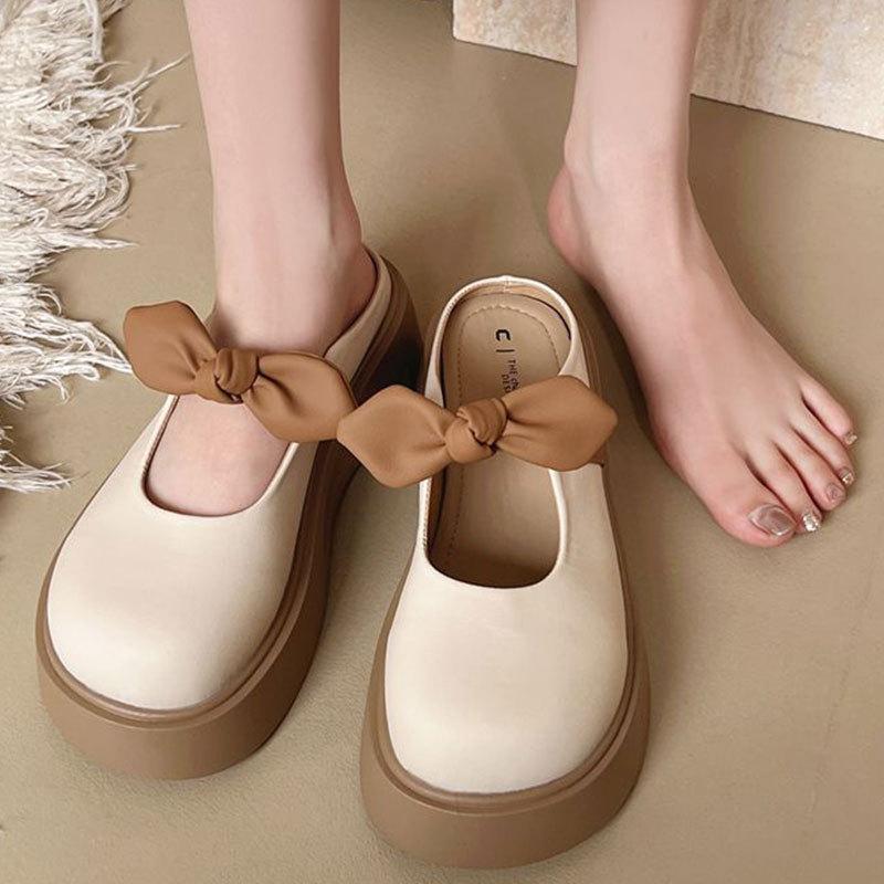 Märke trasig kod rea första lager kohud damskor mjuk sula inte trötta fötter enkelskor Mary Jane-skor inre höjdhöjande skor tofflor