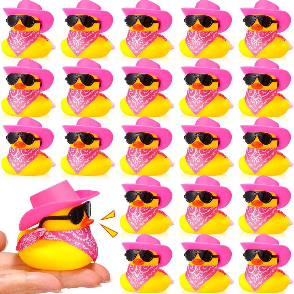 12/24/36 Set Cowboy Rubber Duck Bulk Mini Yellow Duckies Party Tiny Ducks Toy Bandanas For Summer Shower Party Favor