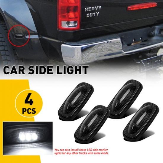4x Rear Side Fender Marker LED Lights Smoked Fit Dodge RAM 2500 Double 2003-2018 white light