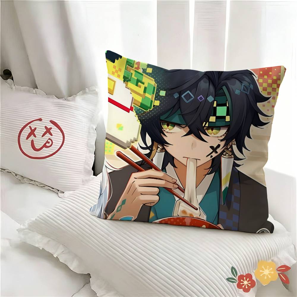 Kinich Chibi Cute Cool Art Genshin Impact Game Pillow Case Fashion Square Pillowcase Bedroom Sofa Room Ins Decoration Leisure