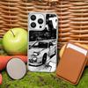 Racing Initial D Anime Sports Car Phone Case for iPhone 16 15 14 13 12 11 Pro Max Sheepskin Silver-edged Protective Case