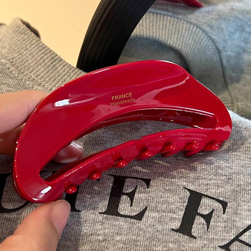1pc New High-end New Year Red Vinegar Clip Geometric Temperament, Back of the Head Hair Clip Hair Accessories