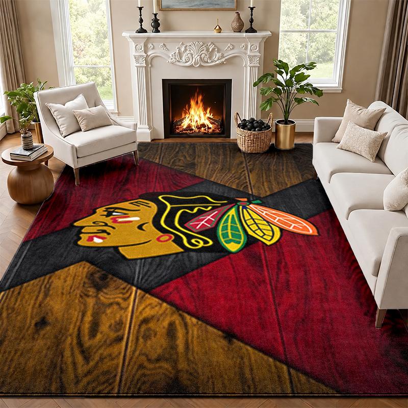 Chicago Blackhawks Carpet Door Mat for Living Room or Bedroom Protective Mat Under Chair Office Decoration Christmas Gift Birthday Present