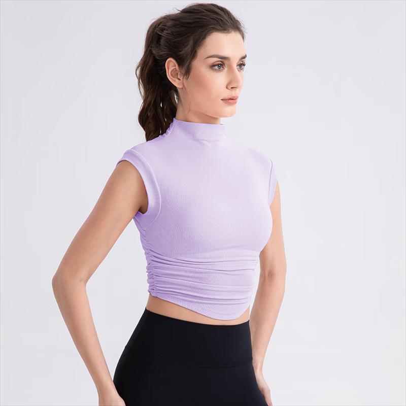 Women s Asymmetrical High-Neck Sleeveless Yoga Crop Top XL