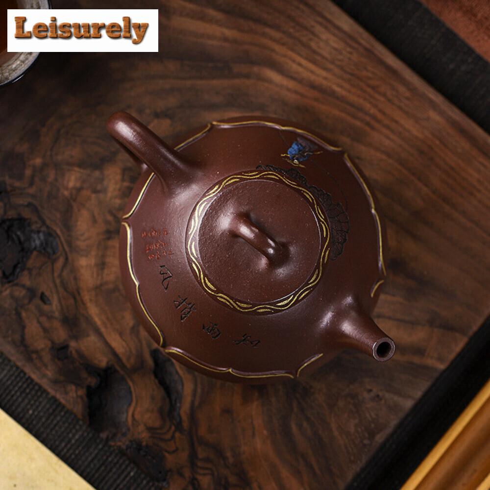 300ML Aesthetic Yixing Purple Clay Teapots Handmade Pot Raw Ore Purple Mud Kettle Chinese Zisha Tea Set Teaware Supplies Craft