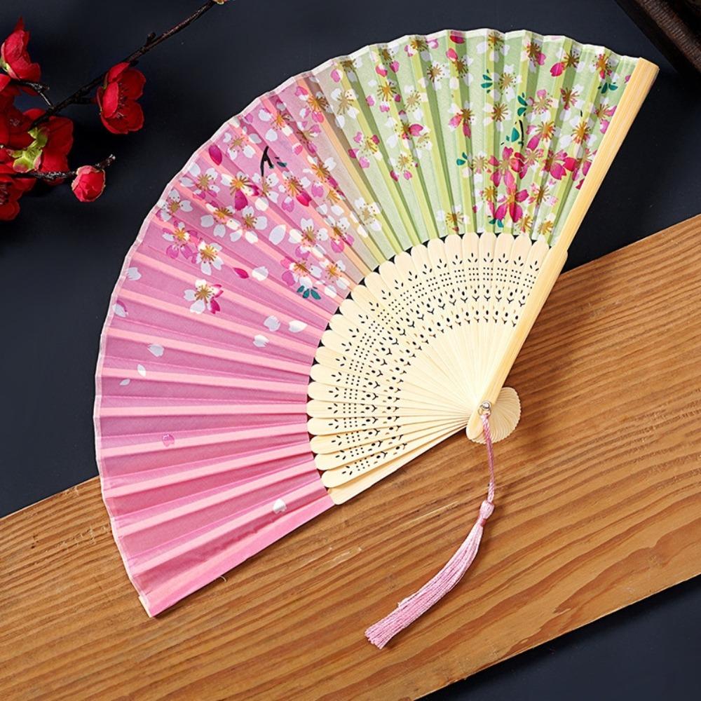 Butterfly Tassel Folding Fan Chinese Style Handheld Fan Ancient Bamboo Fan Hanfu Accessories