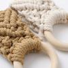 2 Pack Elegant Wooden Cotton Rope Towel Rings Hand Woven Bathroom Accessories For Home Decoration