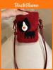 Handmade Knit Dog Pattern Shoulder Bag With Cell Phone Pocket For Casual Daily Use