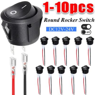 1/2/4/10Pcs Practical Multi-use SPST 20mm Snap-in ON-Off Switches 12 Volt DC Circle Toggle Switch Mini Auto Accessories RV 2 Pin