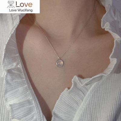 S925 Sterling Zilver Wit Rond Hanger Kettingen Voor Vrouwen Sleutelbeen Ketting Ketting Fijne Sieraden Accessoires