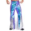 S-3XL Men's 70s Disco Pants Shiny Metallic Sequins, Hippie Vintage Bell Bottoms Flared Pants for Dance Party & Nightclub