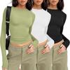 European and American Women's Casual Slim Fit Long Sleeve Pullover T-shirt Streetwear Set