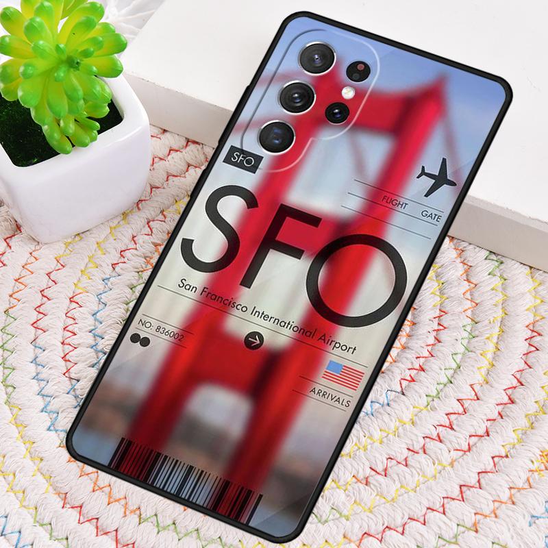 Funny Airport Code Phone Case for Samsung Galaxy Note 10 Pro S26 Ultra S23 S24 FE S25 S21 S22 PLUS Shockproof Cove