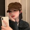 Retro Suede Flat-top Equestrian Hat for Women In Autumn and Winter with a Small Face and a Big Head Circumference. Maillard Fashion Duck Tongue Beret