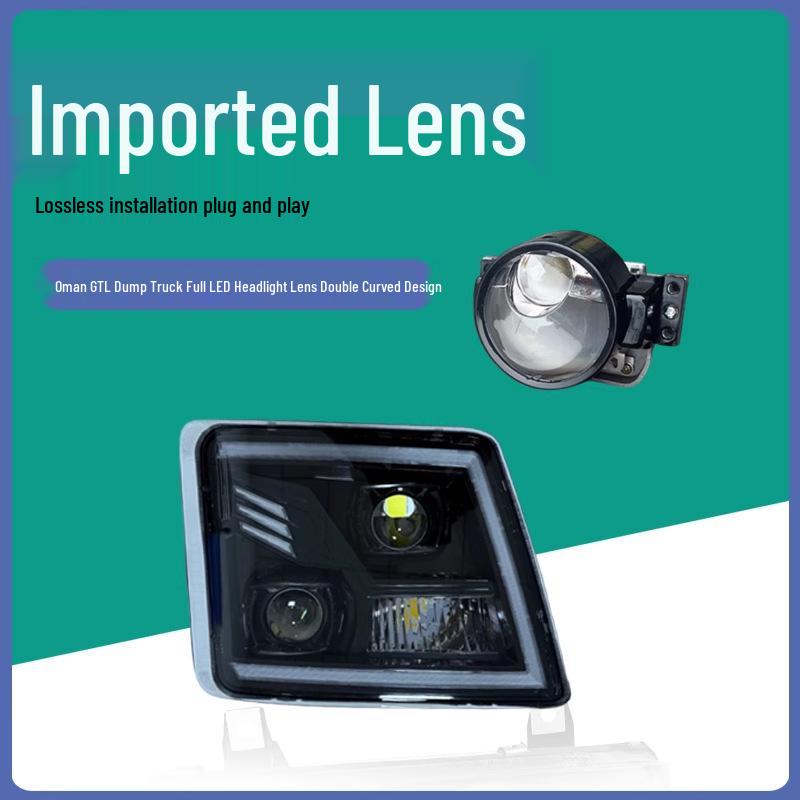 Foton GTL Dump Truck Headlight Assembly: Triple-Lens, Four Low Beam, Six High Beam, H4-B Model.