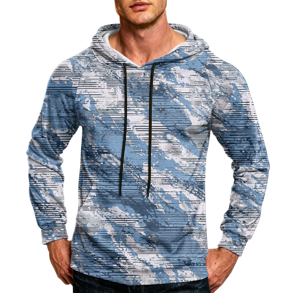 Men's Color Loose Fit Casual Hoodie with Pocket and Drawstring