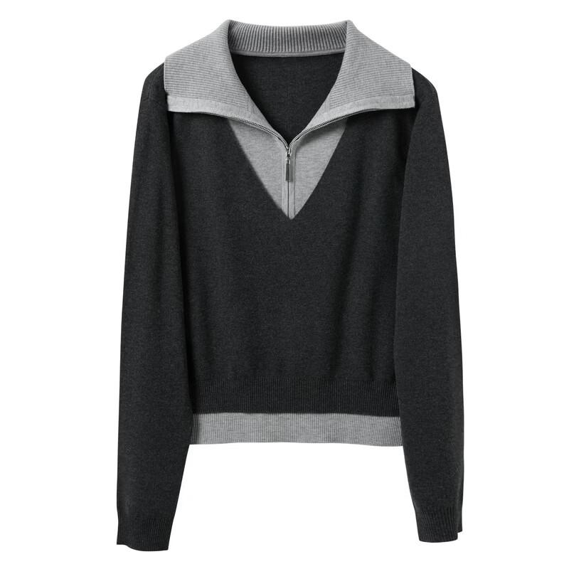 Women's Faux Two-Piece Knit Pullover Sweater