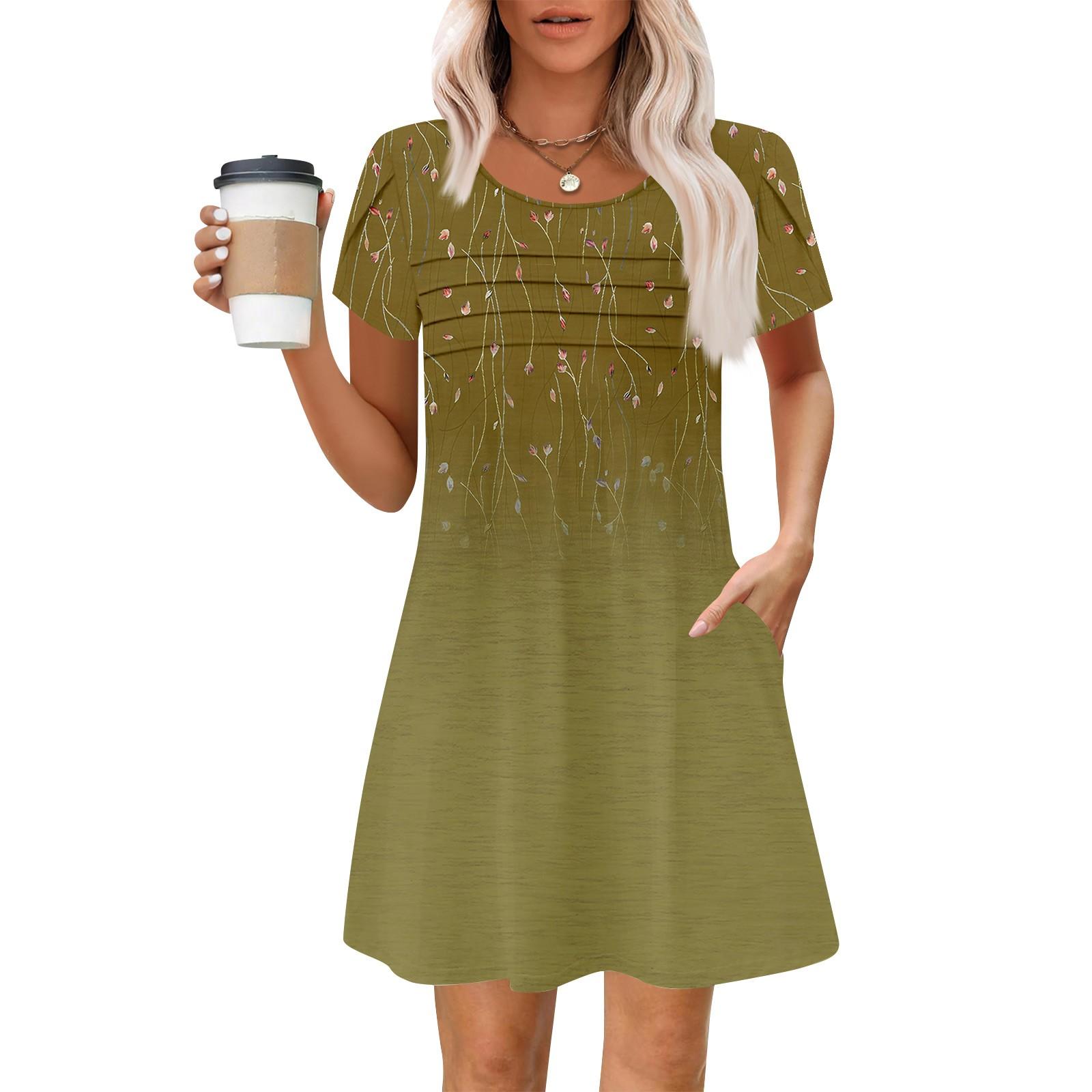 

Женские летние повседневные лепестковые узкие полосатые плиссированные однотонные платья XXL