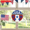 2D Flat 20cm1pc USA Sign flag&Stars Theme Round Wooden Party Pendant, Celebrate Independence Day Theme Terrific National Flag Color Gift To Friends