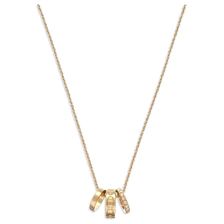 Coach Logo Three Ring Rondell Glass Enamel Brass Necklace Unisex necklace Gold CI902 Basic Packaging-Box Not Included