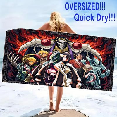 Anime Overlord Print Beach Towel, Large Soft Quick Dry Towel for Beach Camping Swimming