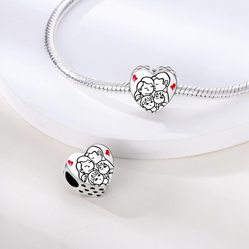 Copper Plated 925 Silver Family Friendship Series Love Beads Pendant Diy Beads Bracelet Necklace