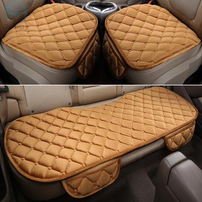 DERMAY 3PCS Car Seat Covers Set Universal Velvet Winter Warm Seat Mat Protector Pad Anti-Skid Cushion Car-styling