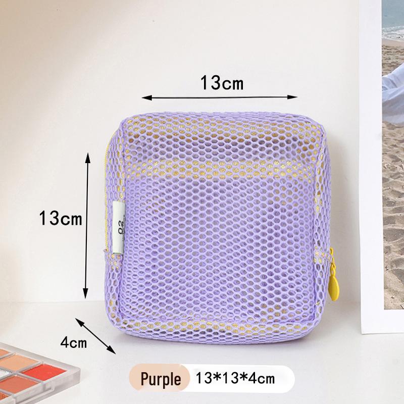 Dopamine Mesh Tofu Bag - Women's Large-Capacity Cosmetic Case & Mini Coin Purse