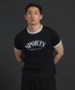 PHERMENON Muskelpassform Ringer Kurzarm-T-Shirt - Schwarz