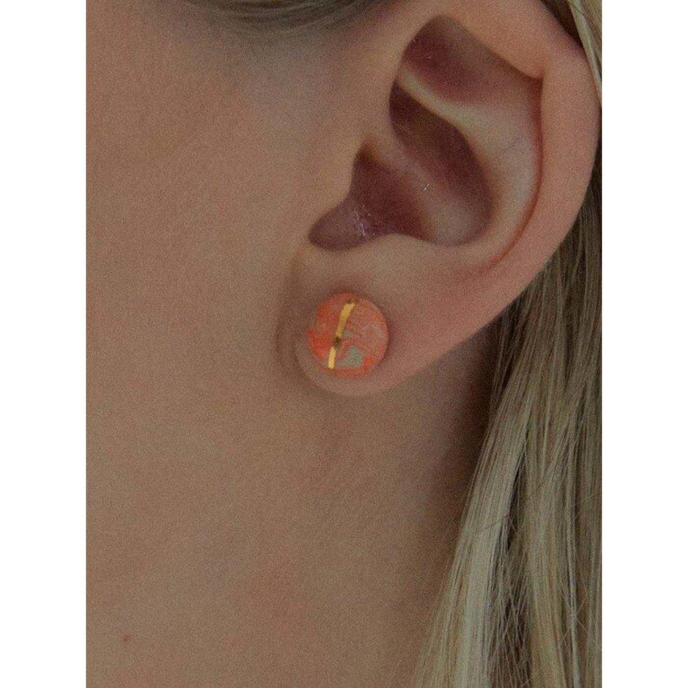 2021 Pantone Daily Round Marbling Earring (Or)