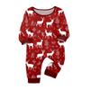 Christmas Print Family Matching Pajama Set Long Sleeve Round Neck Sleepwear for Parent and Kid