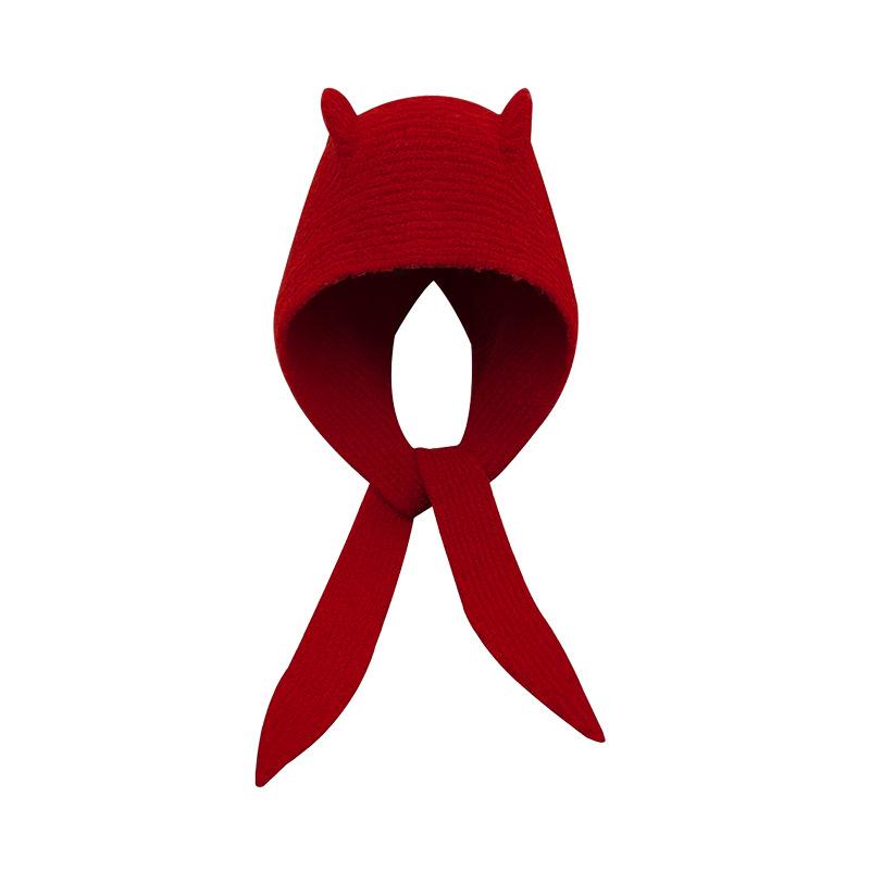 Women's autumn and winter wool hats, warm ears, cute knitted scarves, Lei Feng hats, trendy little devil balaclava hats