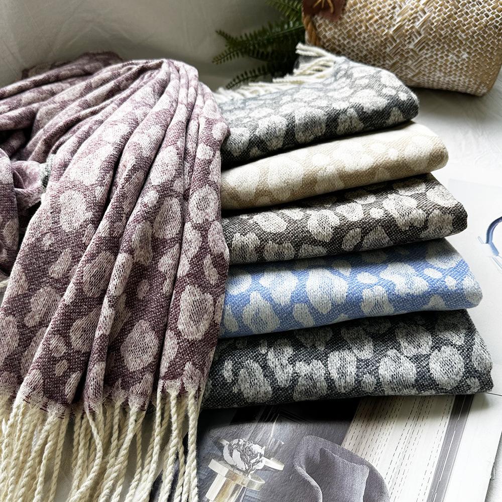 Long Tassel Imitation Cashmere Scarf and Shawl with High End Feel. New Lotus Warm Long Scarf for Autumn and Winter.