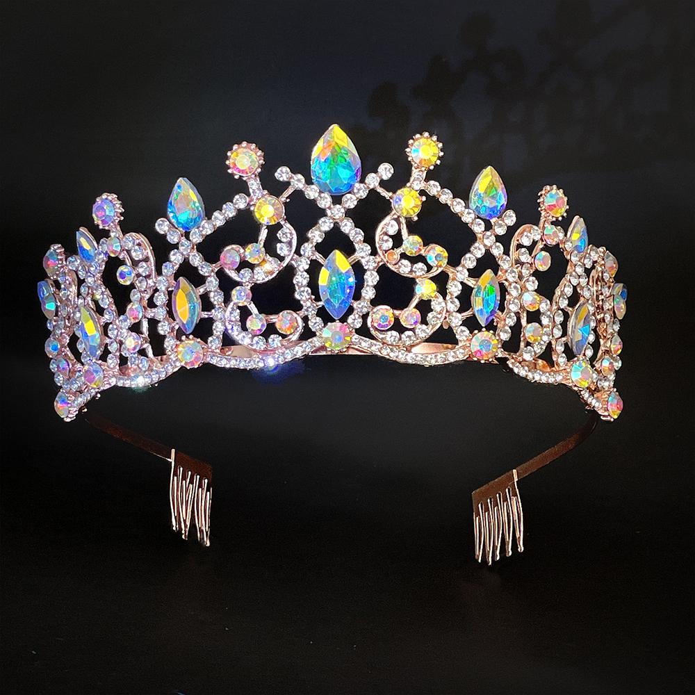 Baroque Crystal Rhinestone Tiara Crown Adjustable Bridal Comb Headpiece for Weddings Prom Queens Photo Shoots Gift-Ready Zircon