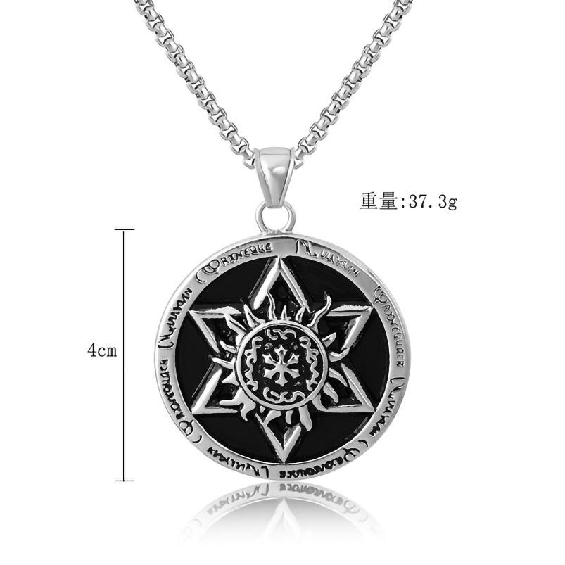 Necklace Retro Disc Hexagram Fashion Long Men Hip Hop Pendant