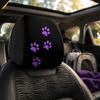Durable Polyester Car Seat Accessories 2Pcs Universal Headrest Cover with Purple Cat Paw Print, Elastic Personalized Vehicle Sleeves Protector