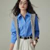 Juice Shirt Blue French Air Sense Professional Dilute Loose Shape Long Sleeve Shirt