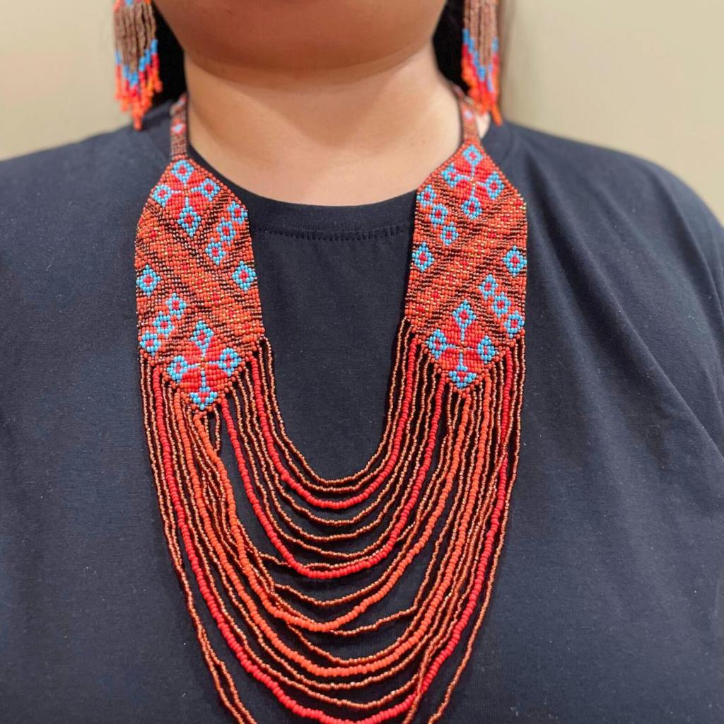 Handmade Red Seed Bead Necklace