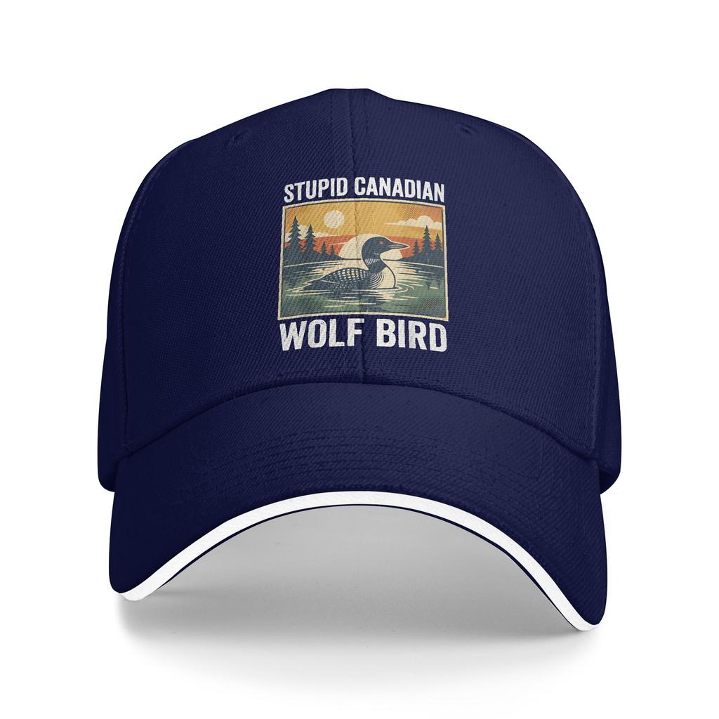 Stupid Canadian Wolf Bird Funny Loon Sun Baseball Cap Summer Men Women Print Trucker Hat Sunscreen Hiking Fishing Snapback Cap