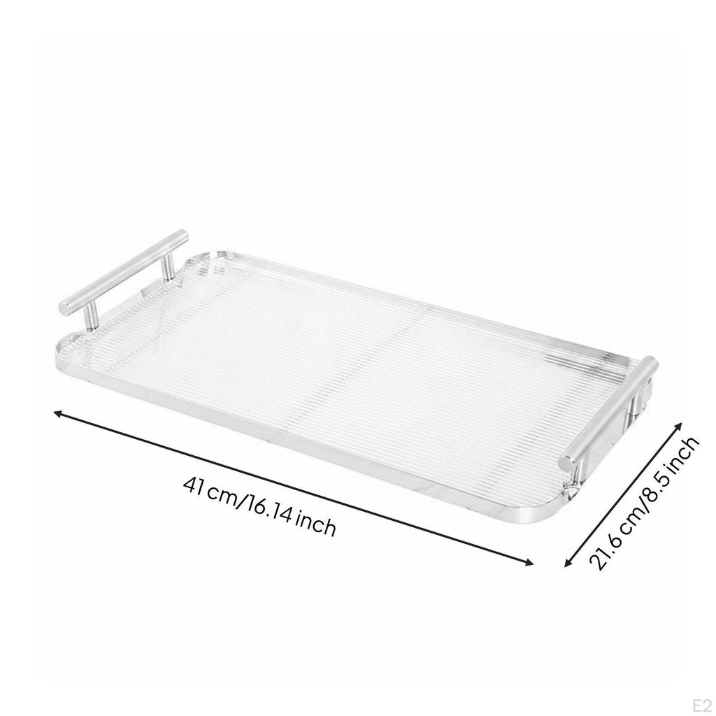 Desktop Tray Ribbed Serving Rounded Corners Home Organization Large