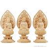 Yellow Poplar Wood Hand Carving Crafts, Western Three Saints' Chairs, Buddha Statue, Sitting Lotus Sculpture, Decoration, 1Pc