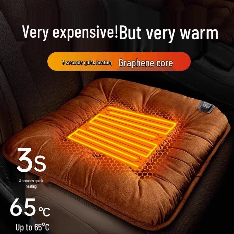 Graphene Heated Car Seat Cushion - Winter Plush 12V USB Electric Pad