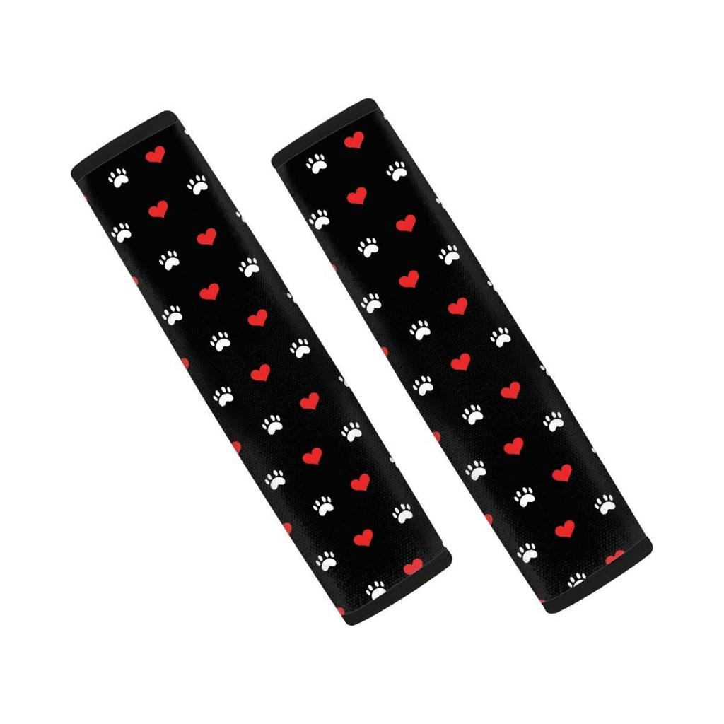 Two-Piece Dog Paw Print Seat Belt Pads for Sedans and SUVs