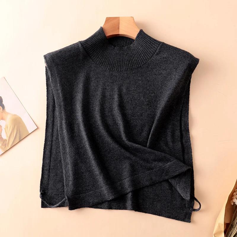 Women Wool Detachable Collar Fake Neck Mock Hooded Solid Color False Sweater Ladies Turtleneck Neckwear Clothing Accessories