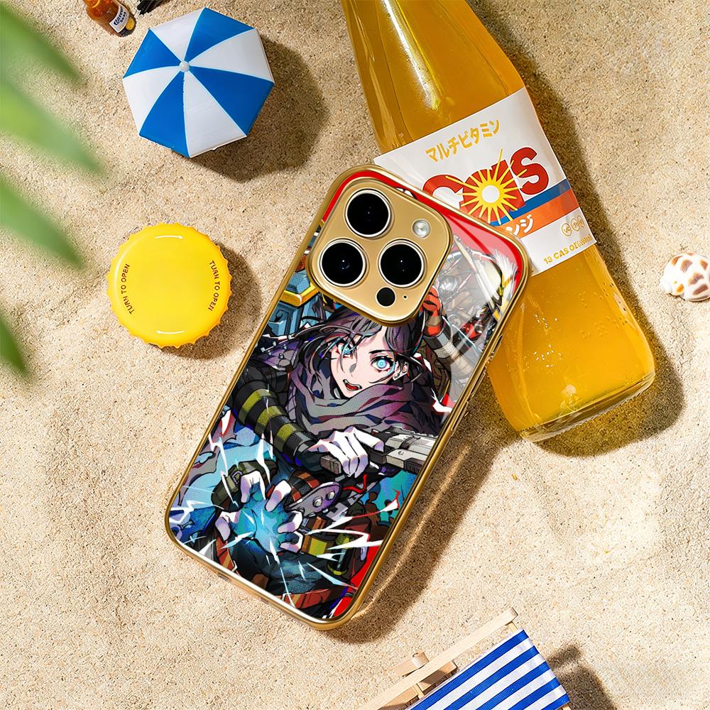 

Apex hot game poster pattern design Phone Case For iphone 17 16 15 14 13 12 11Pro Plus Max Luxury Gold-plated glass Phone Case iPhone 14 Pro Max