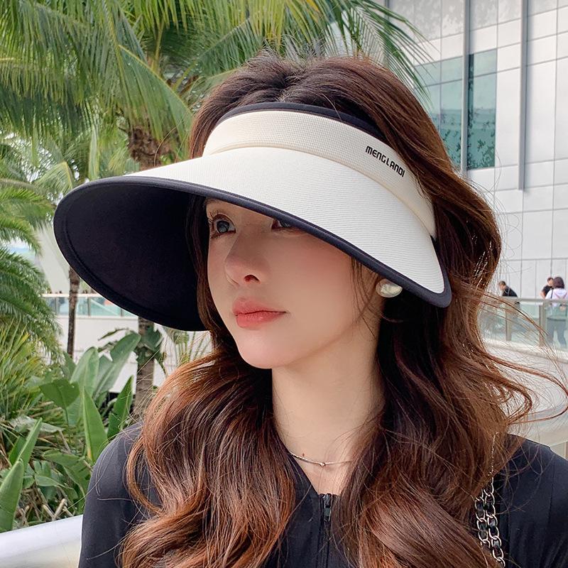 Women's Wide-Brim Summer Topless Sun Hat with UV Protection for Outdoor Sports