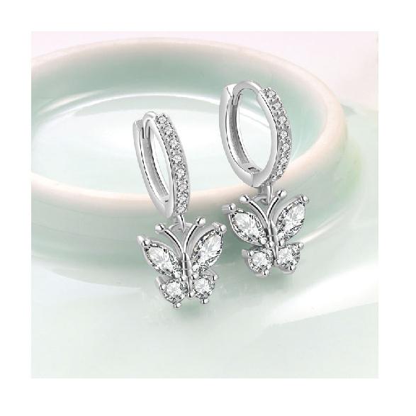 VENTFILLE 925 Sterling Silver Exquisite Zircon Colorful Butterfly Sparkling Earrings For Women Gift Jewelry Dropshipping