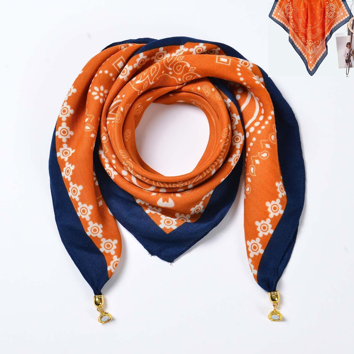 

Магнитная застежка Маленький шарф, Женский шелковый шарф, Квадратный шарф, Аксессуары для одежды One Size оранжевый