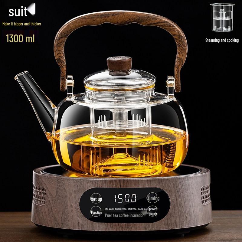 HANDUNYOU Heat-Resistant Glass Teapot with Ceramic Stove